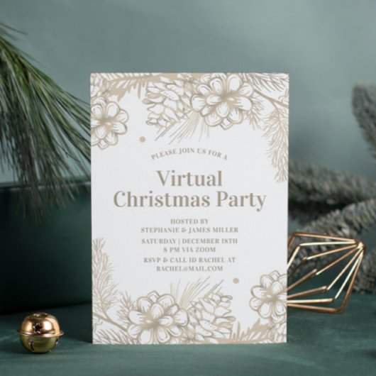 Winter Floral Virtual Christmas Party online Einladung