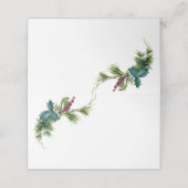 Winter Floral Watercolor Evergreen Hochzeit Platzkarte (Außenseite Aufgefaltet)
