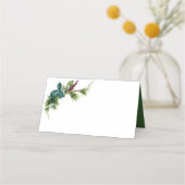 Winter Floral Watercolor Evergreen Hochzeit Platzkarte (Rückseite)