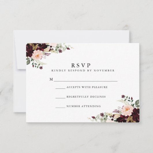 Winter Floral Watercolor UAWG RSVP Karte (Vorderseite)