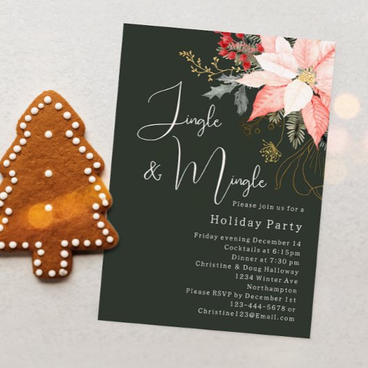 Winter Floral Weihnachten Jingle & Mingle Party Einladung