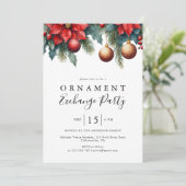 Winter Floral Weihnachtsschmuck Austausch Party Einladung (Stehend Vorderseite)