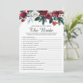 Winter floral wie gut kennen Sie das Bride-Spiel Einladung (Stehend Vorderseite)