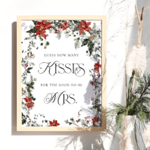 Winter Floral Wie viele Kisses Brautparty Game Poster