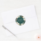 Winter Floral Wreath Green Personalisiert Holiday Runder Aufkleber (Umschlag)