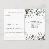 Winter florale geometrische Hochzeit rsvp Postkart Postkarte (Rückseite)