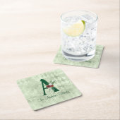 Winter florale Illustrierte Letter A Personalisier Rechteckiger Pappuntersetzer (Vor Ort)