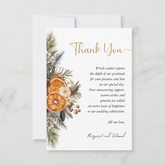 Winter florale Weihnachten Hochzeit Danke Karte (Vorderseite)