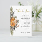 Winter florale Weihnachten Hochzeit Danke Karte (Stehend Vorderseite)