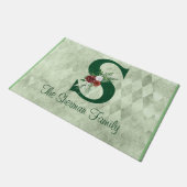 Winter floraler Illustrierter Letter S Personalisi Fußmatte (Schrägansicht)