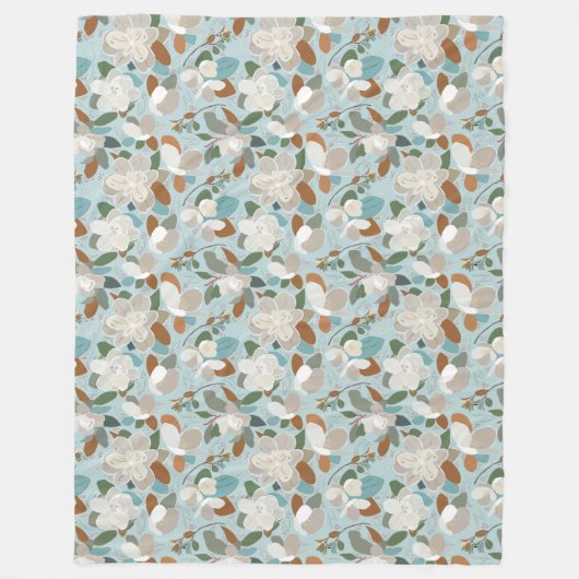 Winter Florals Blue Gray Fleecedecke (Vorderseite)