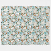 Winter Florals Blue Gray Fleecedecke (Vorderseite (Horizontal))