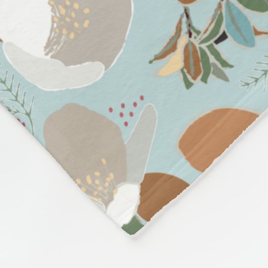Winter Florals Blue Gray Fleecedecke (Ecke)