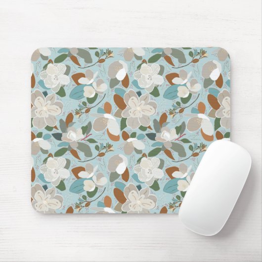 Winter Florals Blue Gray Mousepad (Mit Mouse)