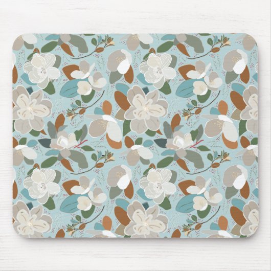 Winter Florals Blue Gray Mousepad (Vorne)