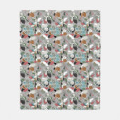 Winter Florals Grau Black Red Fleecedecke (Vorderseite)