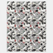 Winter Florals Gray Black Fleecedecke (Vorderseite)