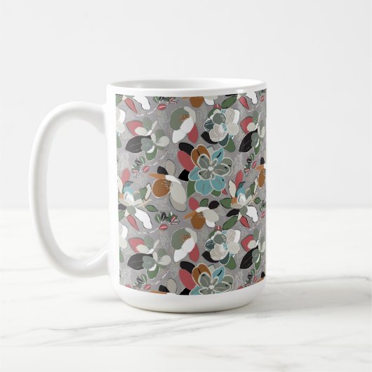 Winter Florals Gray Black Kaffeetasse (Links)