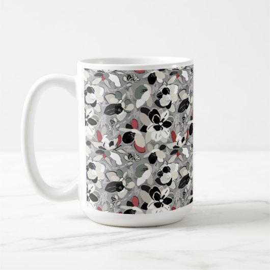 Winter Florals Gray Black Kaffeetasse (Links)