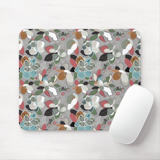 Winter Florals Gray Black Mousepad (Mit Mouse)