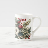 Winter Florals Green Red White erweitert Porzellantasse (Rechts)