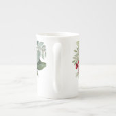 Winter Florals Green Red White erweitert Porzellantasse (Rückseite)