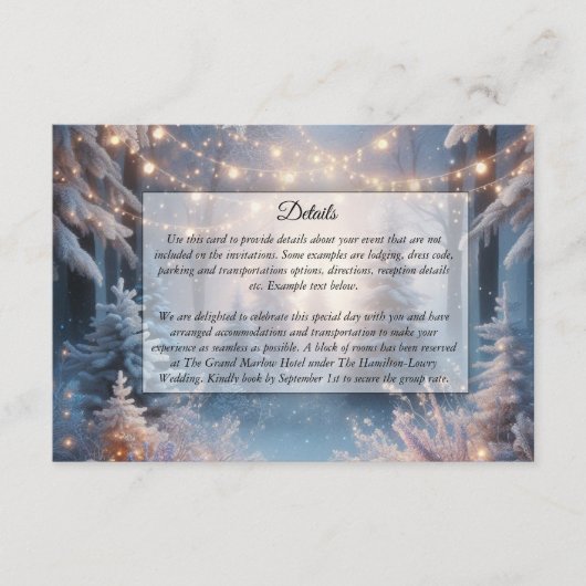 Winter Florals in Mattierten Pines Hochzeit Begleitkarte (Vorderseite)