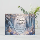 Winter Florals in Mattierten Pines Hochzeit Einladung (Stehend Vorderseite)