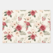 Winter Florals in Rosa Rot und Weiß, Weihnachten Geschenkpapier Set (Vorderseite 3)