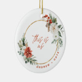 Winter Florals Just Married Foto Ornament (Rechts)