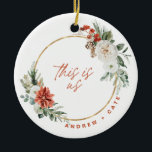 Winter Florals Just Married Foto Ornament<br><div class="desc">Winter Florals Just Married Foto Ornament</div>