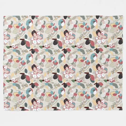 Winter Florals neutral Fleecedecke (Vorderseite (Horizontal))