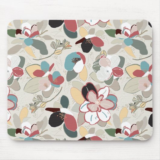 Winter Florals Neutrals Mousepad (Vorne)