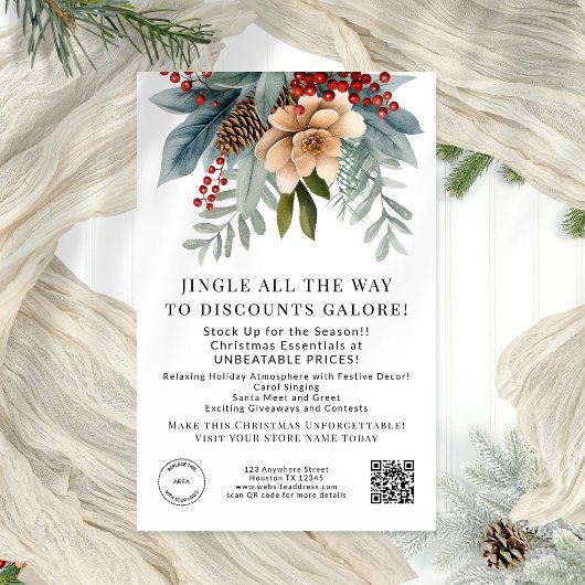 Winter Florals Store Christmas Angebote QR Code Flyer