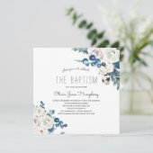 Winter Florals Taufe Einladung (Stehend Vorderseite)