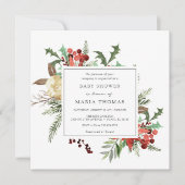 Winter Florals und Evergreen Baby Dusche Einladung (Vorderseite)