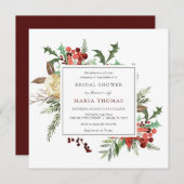 Winter Florals und Evergreen Brautparty Einladung (Vorne/Hinten)