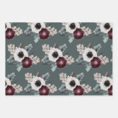 Winter Florals Wrapping Paper Flat Sheet Set 3 Geschenkpapier Set (Vorderseite 2)
