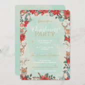 Winter Florest Animals Weihnachtsmuster Einladung (Vorne/Hinten)