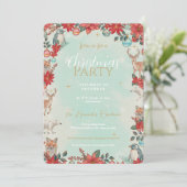 Winter Florest Animals Weihnachtsmuster Einladung (Stehend Vorderseite)