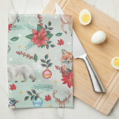 Winter Florest Animals Weihnachtsmuster Geschirrtuch (Viertel Falte)