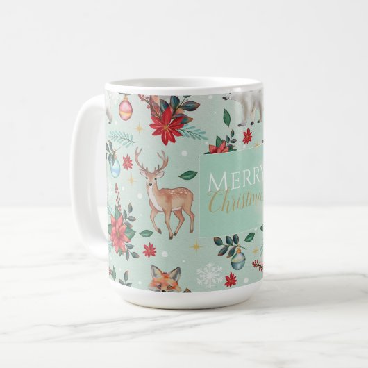 Winter Florest Animals Weihnachtsmuster Kaffeetasse (Vorderseite Links)