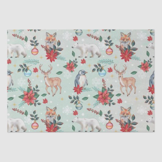 Winter Florest Animals Weihnachtsmuster Seidenpapier (Vorderseite)