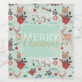 Winter Florest Animals Weihnachtsmuster Weinetikett (Einzelnes Label)