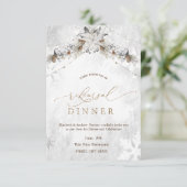Winter Flower Pinecones Rehearsal Dinner Einladung (Stehend Vorderseite)