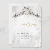 Winter Flower Pinecones Wedding RSVP Einladung (Vorderseite)