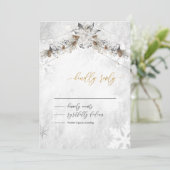 Winter Flower Pinecones Wedding RSVP Einladung (Stehend Vorderseite)