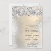 Winter Flowers String Lights Wedding Invitation Einladung (Vorderseite)