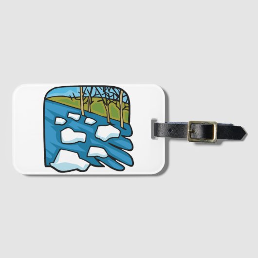 Winter-Fluss mit Eisschollen beim Tauen Gepäckanhänger (Vorderseite (Horizontal))