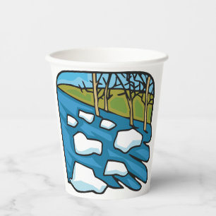 Winter-Fluss mit Eisschollen Pappbecher